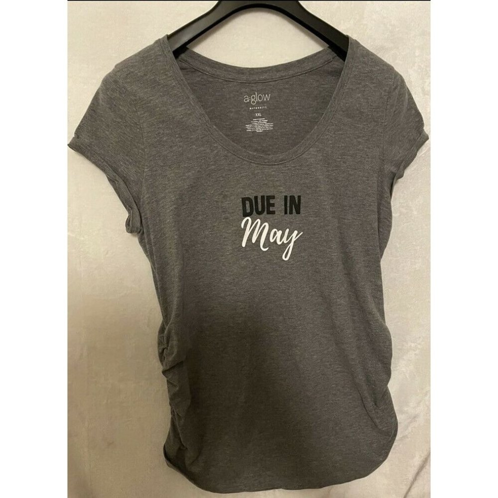aglow Maternity Blouse “Due in May” Grey XXL